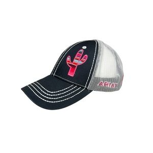 Ariat Serape Embroidered Cactus Mesh Snapback Trucker Cap - Navy/Pink